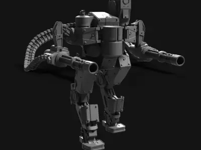 vehicle set armored robot with gun 3D Model Pack