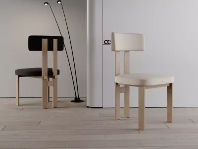 Minimalist Wooden Chairs 3D model