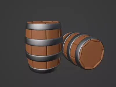 Cartoon Barrel Prop Low-poly 3D model