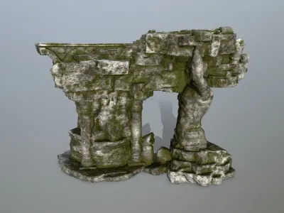 temple stone structure Low-poly 3D model