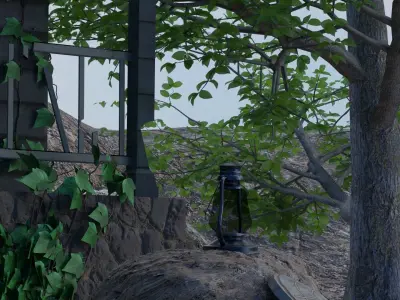 3D Old Lantern Low-poly 3D model