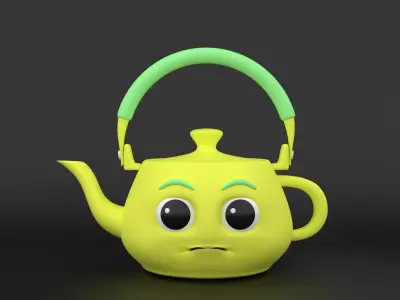Stylized 3D Cartoon Teapot Low-poly 3D model