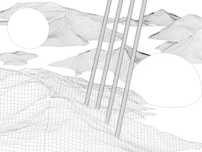 SCI-FI mountains Low-poly 3D model