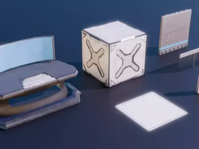 Sci-Fi Modular Environment Props Pack  Low-poly 3D model