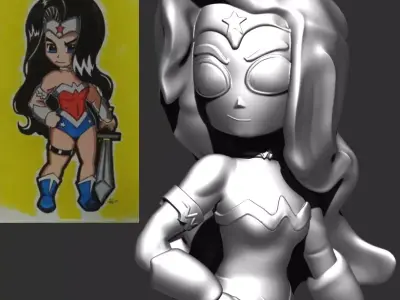 Stylized Wonder Woman Warrior Female Sci-Fi Fantasy Figure  STL 3D print model