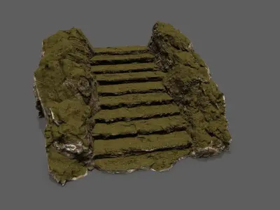 Stairs stone staircase Low-poly 3D model
