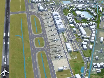 Chiang Mai International Airport 10km Low-poly 3D model
