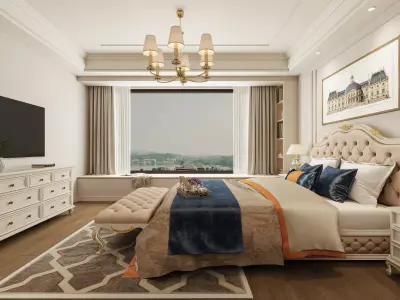 American-style bedroom 3D model 3D model