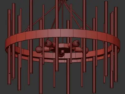 Orrizo 6 modern chandelier with gold rods 3D model