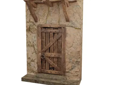 Rustic Wood Door Low-Poly  Low-poly 3D model