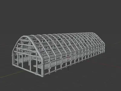 Longhouse wooden structure 3D model