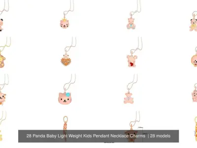 28 Panda Baby Light Weight Kids Pendant Necklace Charms  3D Model Pack