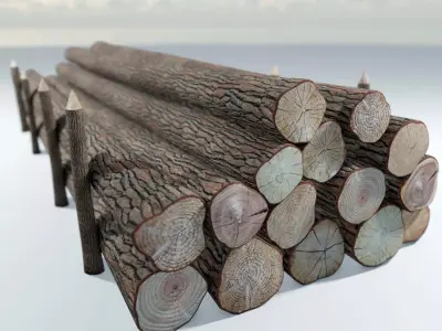 Log Pile 3D model - Pine Oak Wood Decks in Low-poly Game Ready Low-poly 3D model