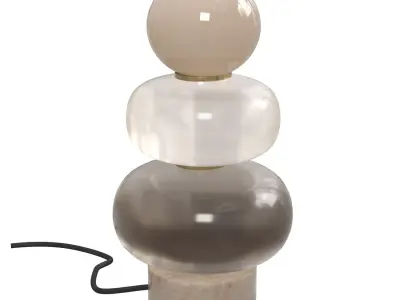 Sculptural Table Lamp - Stacked Glass Forms on Marble Base 3D model