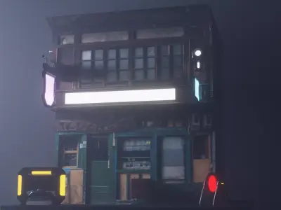 Cyberpunk Building Low-poly 3D model purchase