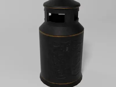 Metal Street Bin - Game Ready - Paris Street Style Low-poly 3D model
