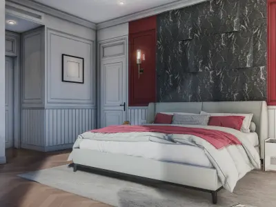 Hill House Interior Scene Bed Room Neoclassical Interior Design 3D model