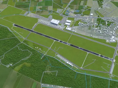 Wroclaw Airport 10km Low-poly 3D model