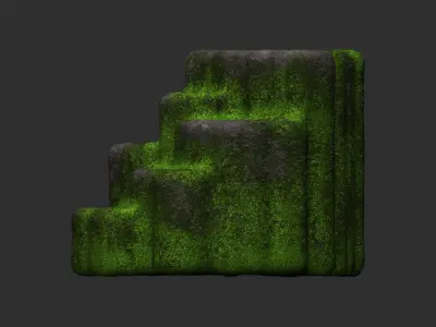 Cave Platform 1 - 4 Combo - Moss 2 Low-poly 3D model