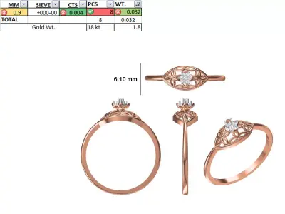 Women Light Weight Ring STL OBJ FBX JCD Details 3D print model 10