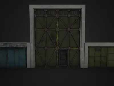 Big Industrial Gates Low-poly 3D model