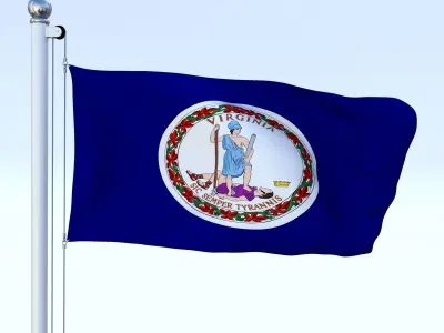 Animated Virginia Flag Low-poly 3D model