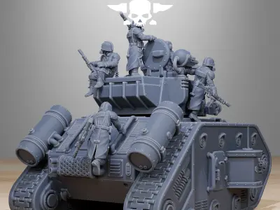 GrimGuard Battle Tank 2 with interior 3D print model