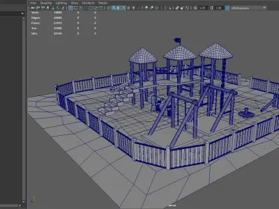 Simple Children Playground 01 Low-poly 3D model