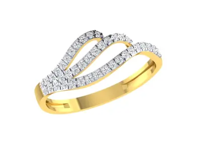 Light Weight Yellow Gold Diamond Ring  -EZ R-202 3D print model