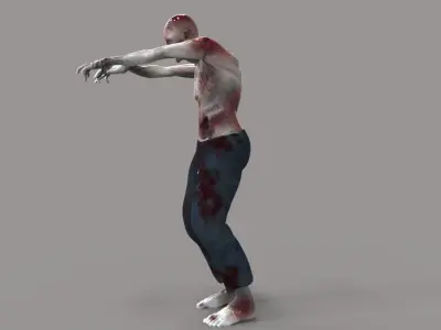 Zombie 2 with gun Low-poly 3D model