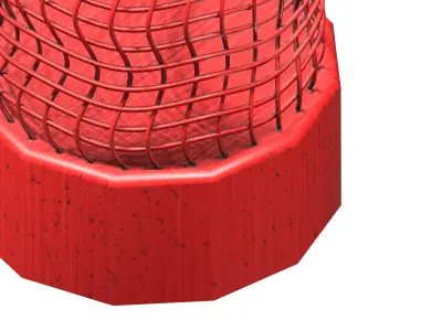 Red metal cagre type open trash can Low-poly 3D model