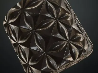 Gothic Metallic Floral Relief Tiles PBR Seamless Texture