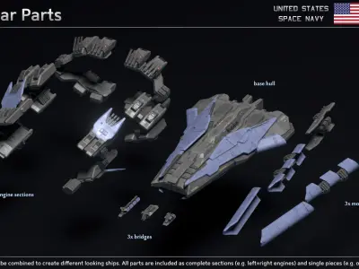 USSN Missouri Class Battleship Low-poly 3D model