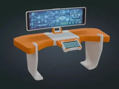 Sci fi Workspace - Game Ready - PBR Low-poly 3D model
