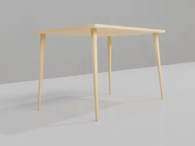 Simple wooden dining table  Low-poly 3D model