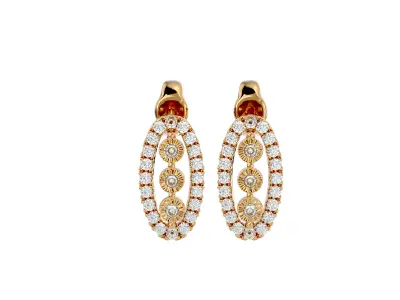 Light Minimalist Diamond Earrings 3D print model 4