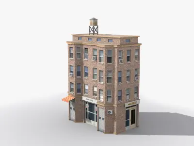 Apartment Building x27 Low-poly 3D model