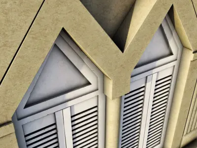Shutters window with Low-poly 3D model