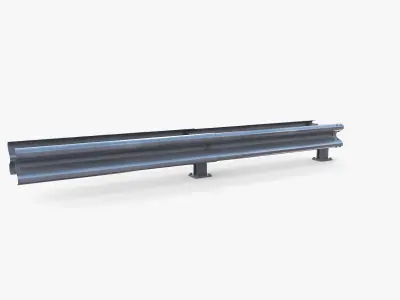 Tileable double sided traffic barrier guardrail V2 Low-poly 3D model