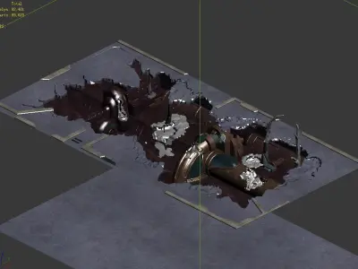 Roadblock - laser damage pavement 01 3D model
