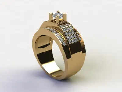 Asia Ring with gold light R16 3D model