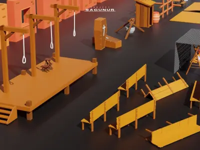 Medieval Game Pieces Low-poly 3D model