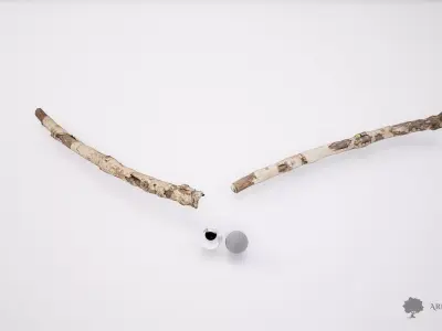 Wood stick 002 - Photogrammetry Low-poly 3D model