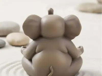 Zen Elephant Meditating Animal Sculpture for 3D Printers 3D print model