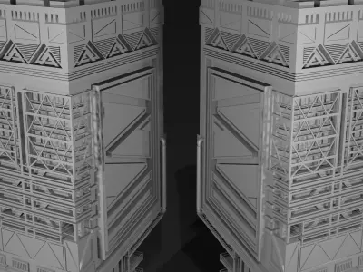 Scifi Futuristic skyscraper  Low-poly 3D model