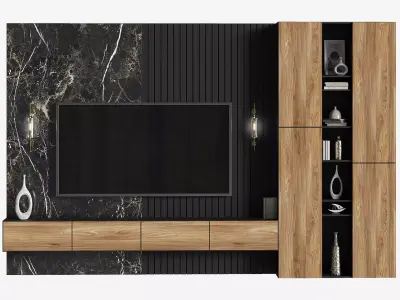 modern tv wall 16 3D model