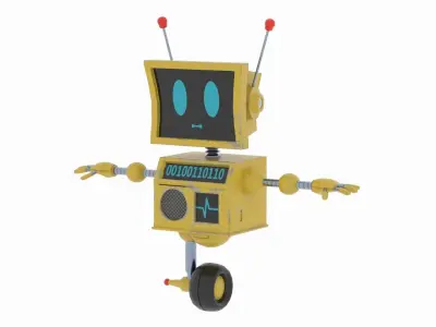 Cute Robot Low-poly 3D model 6