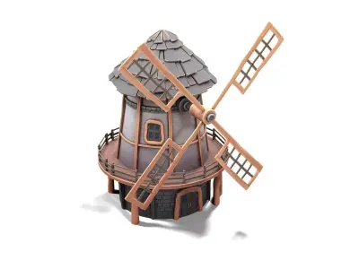 Stylized Windmill 01 PBR Low-poly 3D model