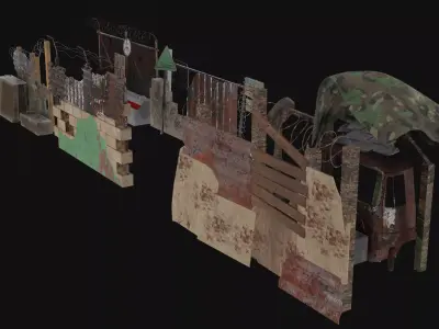 barricades camouflage tent Free low-poly 3D model