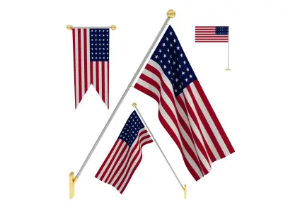 Flags of USA 3D model